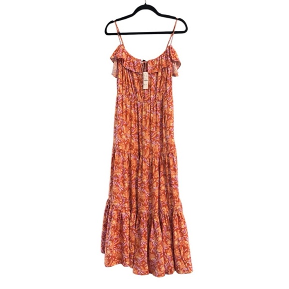 J. Crew Tiered Floral Orange Maxi Dress. Size S. NWT. - Picture 6 of 12